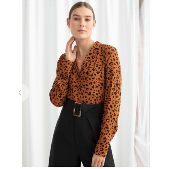 & Other Stories Leopard Print Button Up Long Sleeve Blouse Size 4- EU 36 - Picture 1 of 13